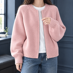 Loose Cropped Cardigan with Chunky Texture