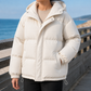 Puffer Jacket Polyester Hooded with Drawcord Hem and Angled Pockets