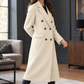 Coat Cashmere-Feel Brushed Polyester Double-Breasted Long Tailored