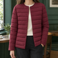 Quilted Jacket White Duck Down Filled Slim Hip-Length with Snap Front