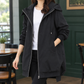 Hooded Jacket Polyester Relaxed Mid-Length with Full Zip and Drawcord