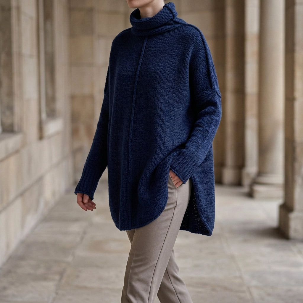 Cashmere-Feel Stacked Collar Jumper