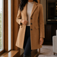 Coat Wool Blend Tailored Fitted Flared with Notched Lapels