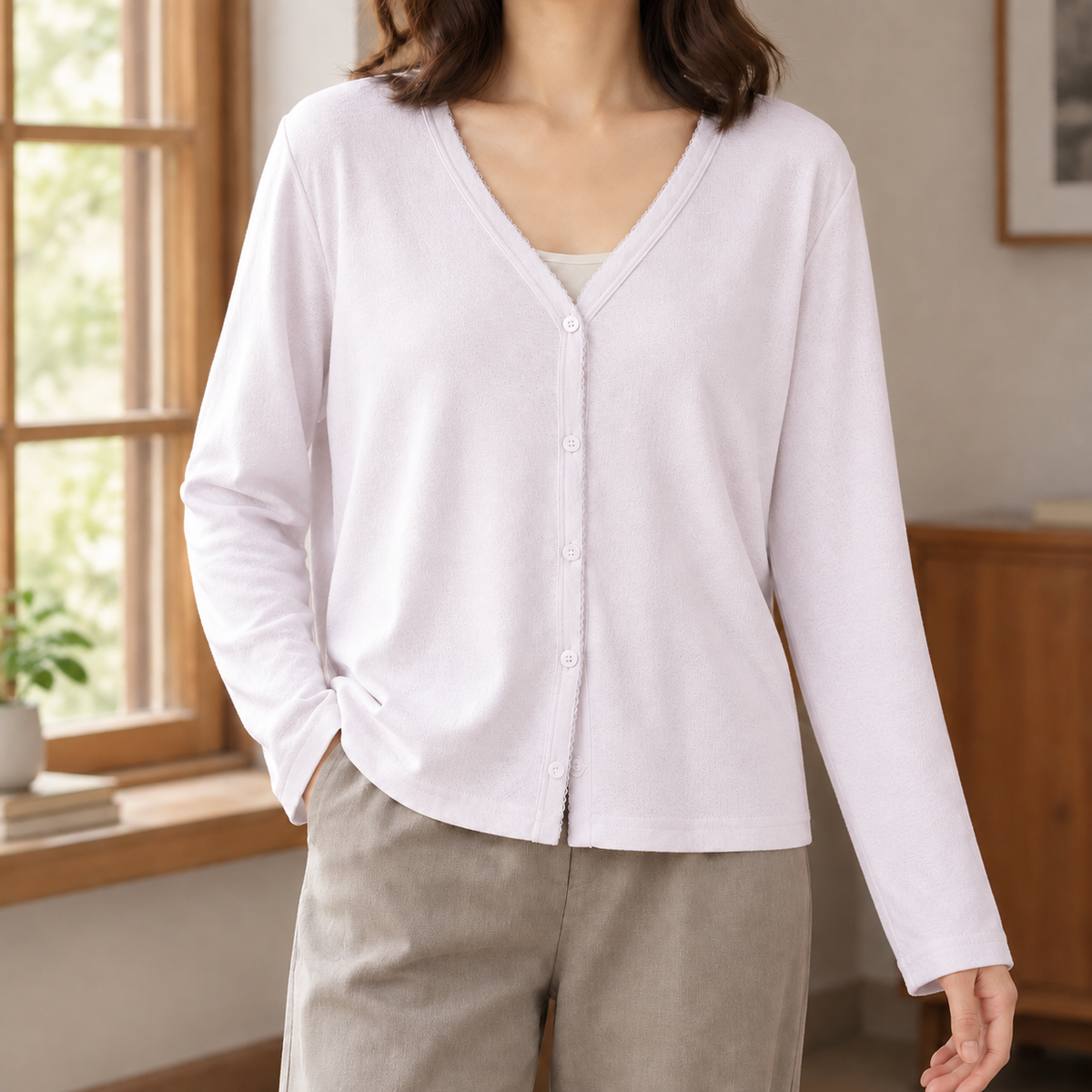 Lightweight Button-Front Cardigan
