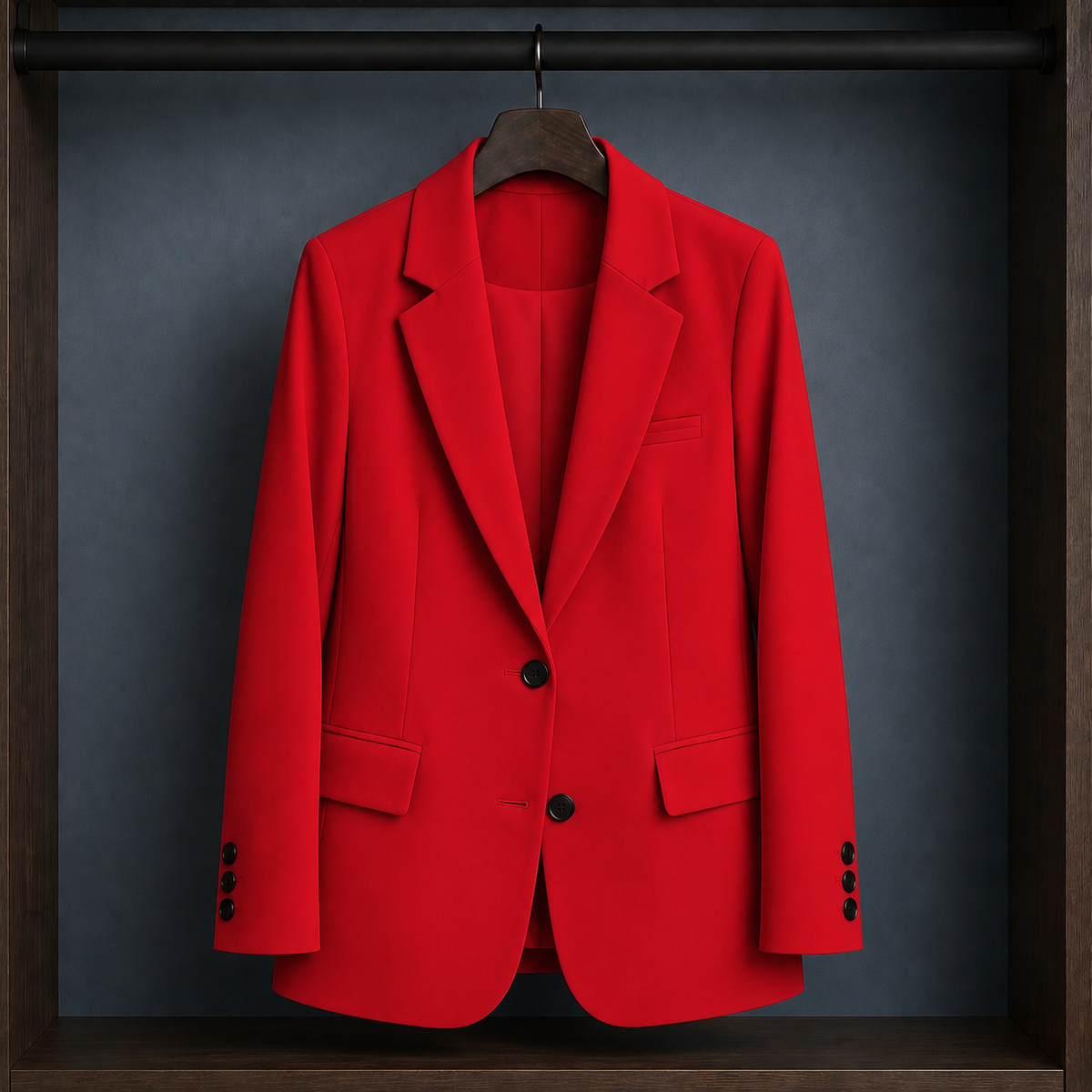 Blazer Polyester Tailored with Two-Button Front and Three Pockets