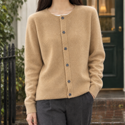 Soft Wool Button-Front Cardigan