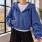 Cropped Fleece-Lined Zip Hoodie
