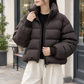 Puffer Jacket Duck Down Quilted with Sculpted Stand Collar and Zip