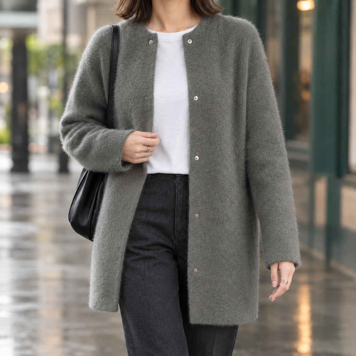 Brushed Cotton-Blend Longline Cardigan