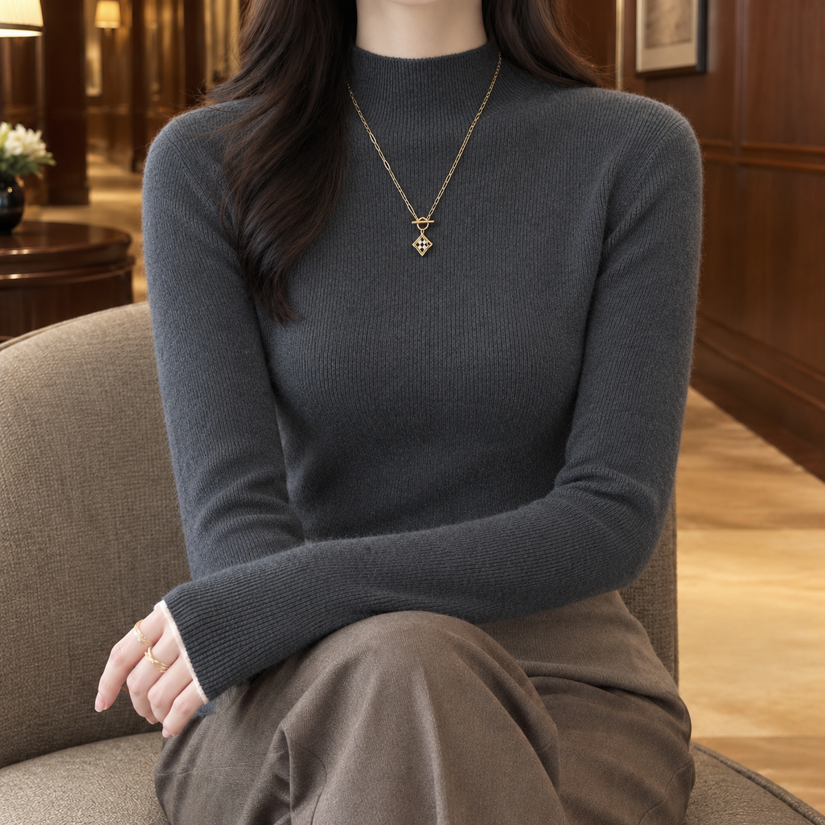 Cashmere-Feel Ribbed Jumper