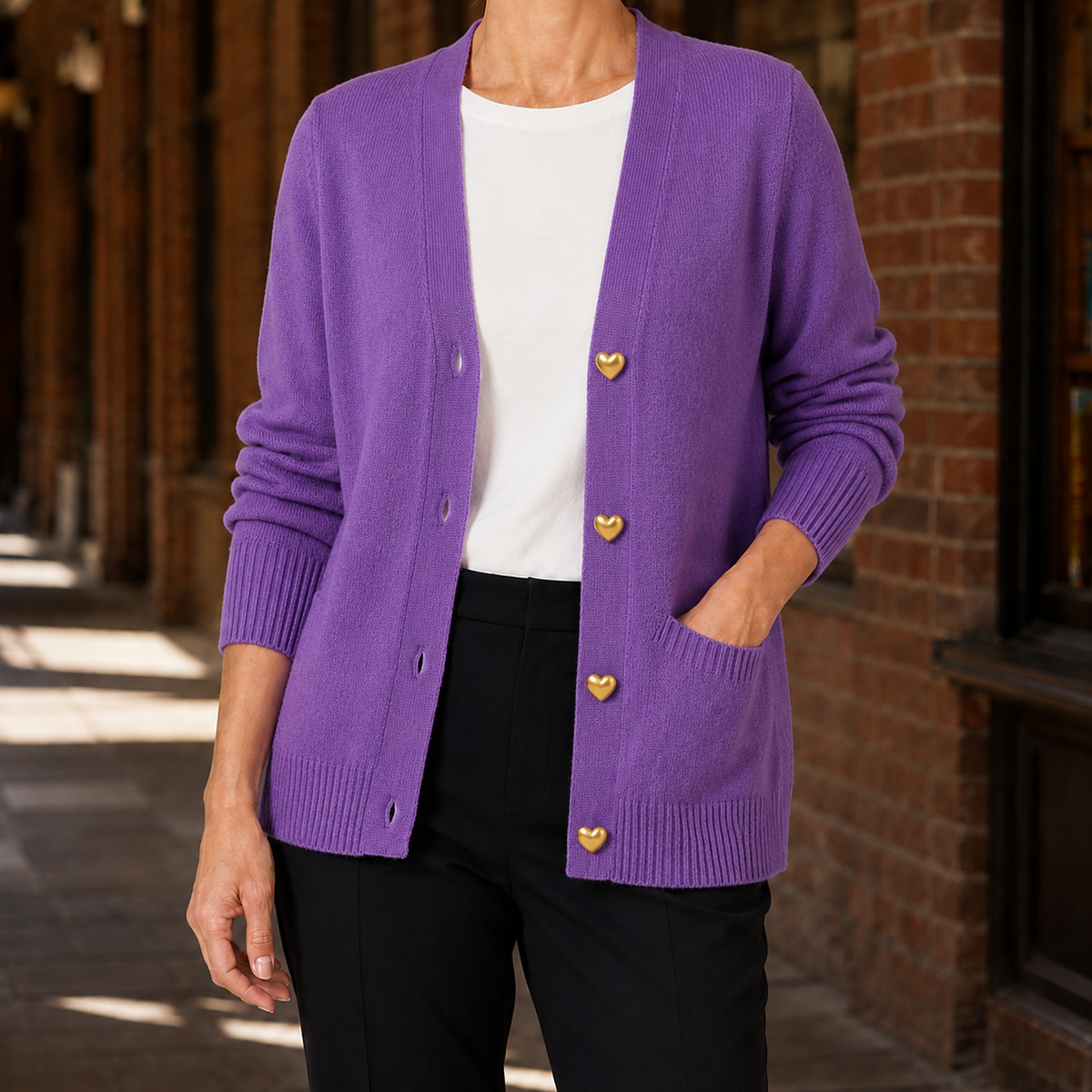V-Neck Button-Front Cardigan