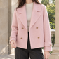 Jacket Wool Double-Breasted Cropped Relaxed with Buttoned Cuff Straps