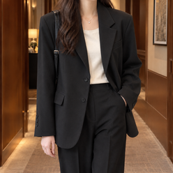 Blazer Polyester Short Tailored with Notched Lapels and Two Buttons
