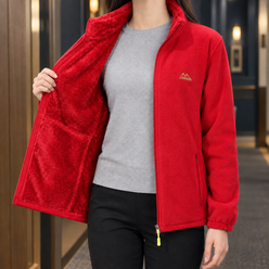 Fleece Jacket with Stand Collar, Full Zip and Zip Pockets
