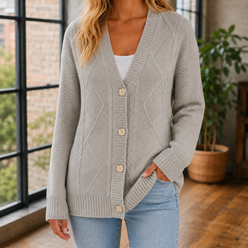 Cable Knit V-Neck Jumper