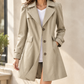 Overcoat Polyester Single-Breasted Fitted Mid-Length with Button Tabs