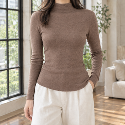 Pure Wool Slim Mock Neck Jumper
