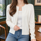Fine Knit Cardigan with Tonal Buttons