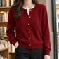 Fine Knit Crew Neck Cardigan