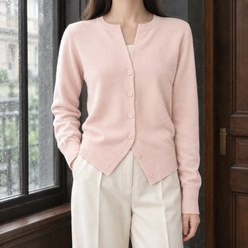 Fine Knit Button-Front Cardigan, Hip Length