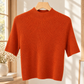 Finely Ribbed Lightweight Mock Neck Top