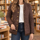 Quilted Jacket Polyester Diamond Quilting with Contrast Trim