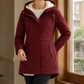 Parka Polyester Fitted with Pile-Lined Hood and Concealed Zip