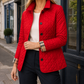 Quilted Jacket Polyester Diamond-Quilted with Checked Turn-Back Cuffs