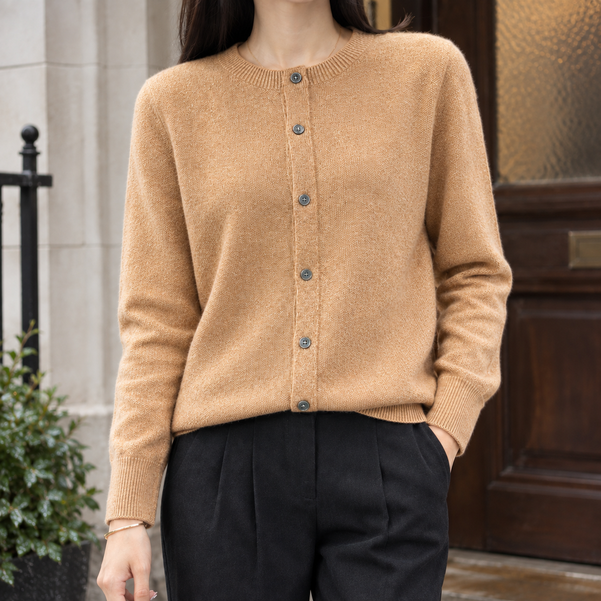 Wool-Rich Knit Cardigan