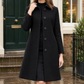 Coat Polyester A-Line Mid-Length with Lapel Collar and Single Breast