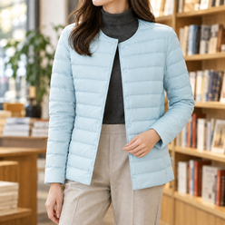 Down Jacket Nylon Lightweight with White Duck Down and Snap Front