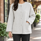 Jacket Wool Relaxed Short with Round Neckline and Covered Buttons