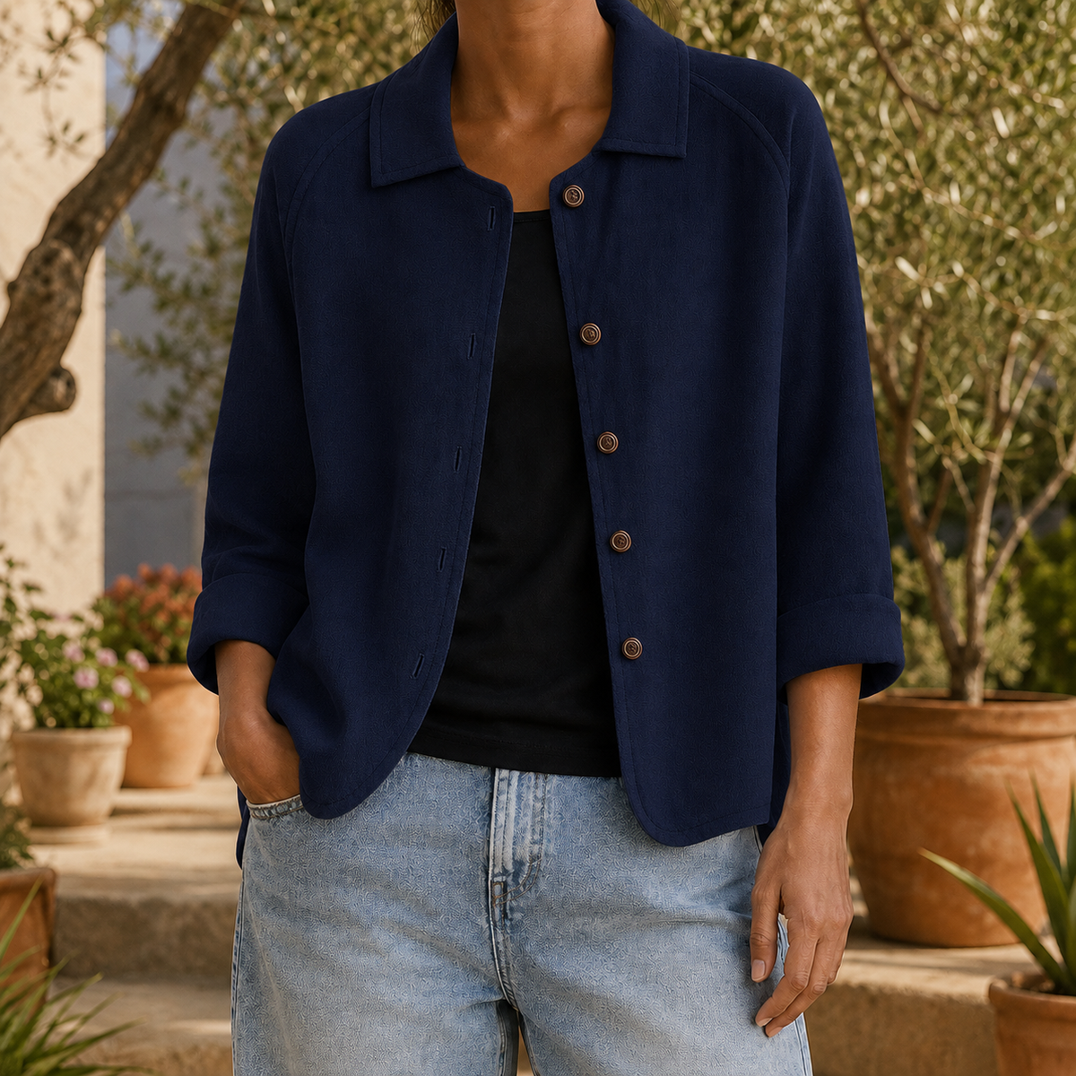 Collared Loose Straight Cardigan