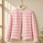 Quilted Jacket Cashmere-Feel with Round Neckline and Tonal Snap Front