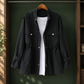 Utility Jacket Polyester Relaxed with Drawstring Waist, Zip-Snap Front