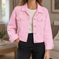 Denim Jacket Relaxed Waist-Length with Pearl Embellishments