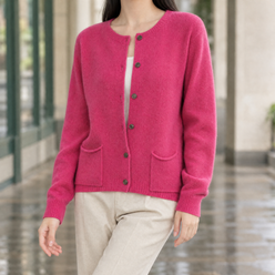 Cardigan with Curved Patch Pockets
