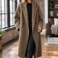 Coat Wool Blend Oversized Long with Broad Notched Lapels