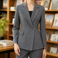 Blazer Polyester Wrap-Front Fitted with Notched Lapel and Slim Waist