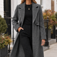 Coat Wool Longline Straight with Waist Tab and Wide Turned-Back Cuffs