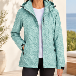 Rain Jacket Waterproof Polyester Insulated with Drawcord Hood