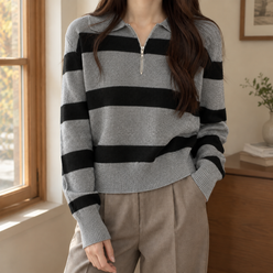 Striped Half-Zip Jumper