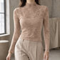 Floral Lace Mock Neck Top