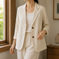 Blazer Polyester Relaxed Hip-Length with Two-Button Front