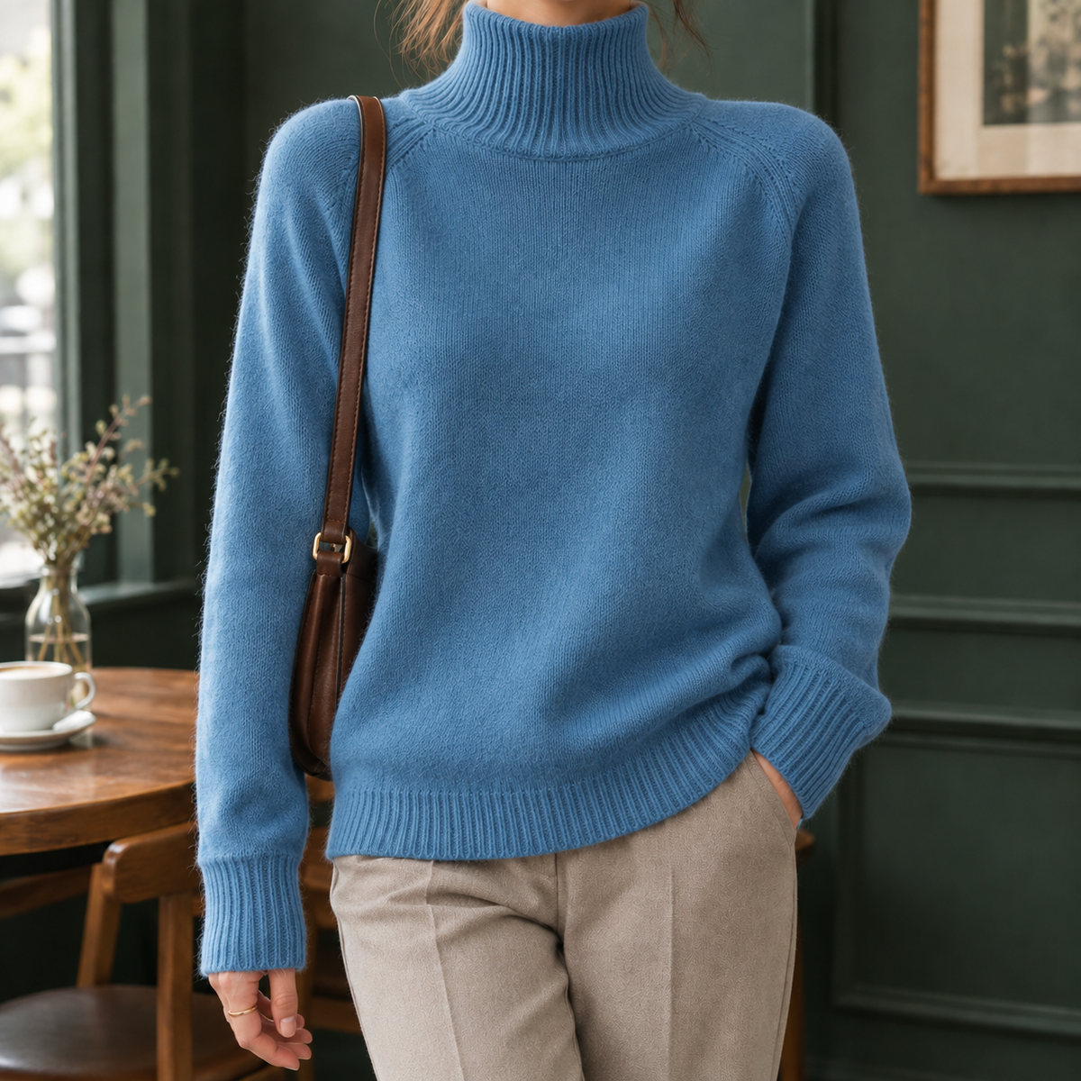 Ribbed Roll Neck Jumper with Tall Collar