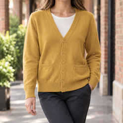 Cotton-Blend V-Neck Relaxed Cardigan
