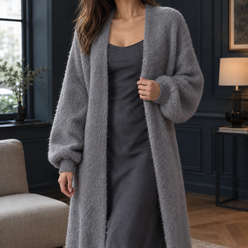 Plush Longline Open-Front Cardigan