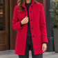 Coat Wool Blend Stand Collar with Four-Button Front
