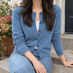 Fine Knit Round Neck Cardigan