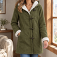 Jacket Polyester Toggle Front with Plush-Lined Hood and Pockets